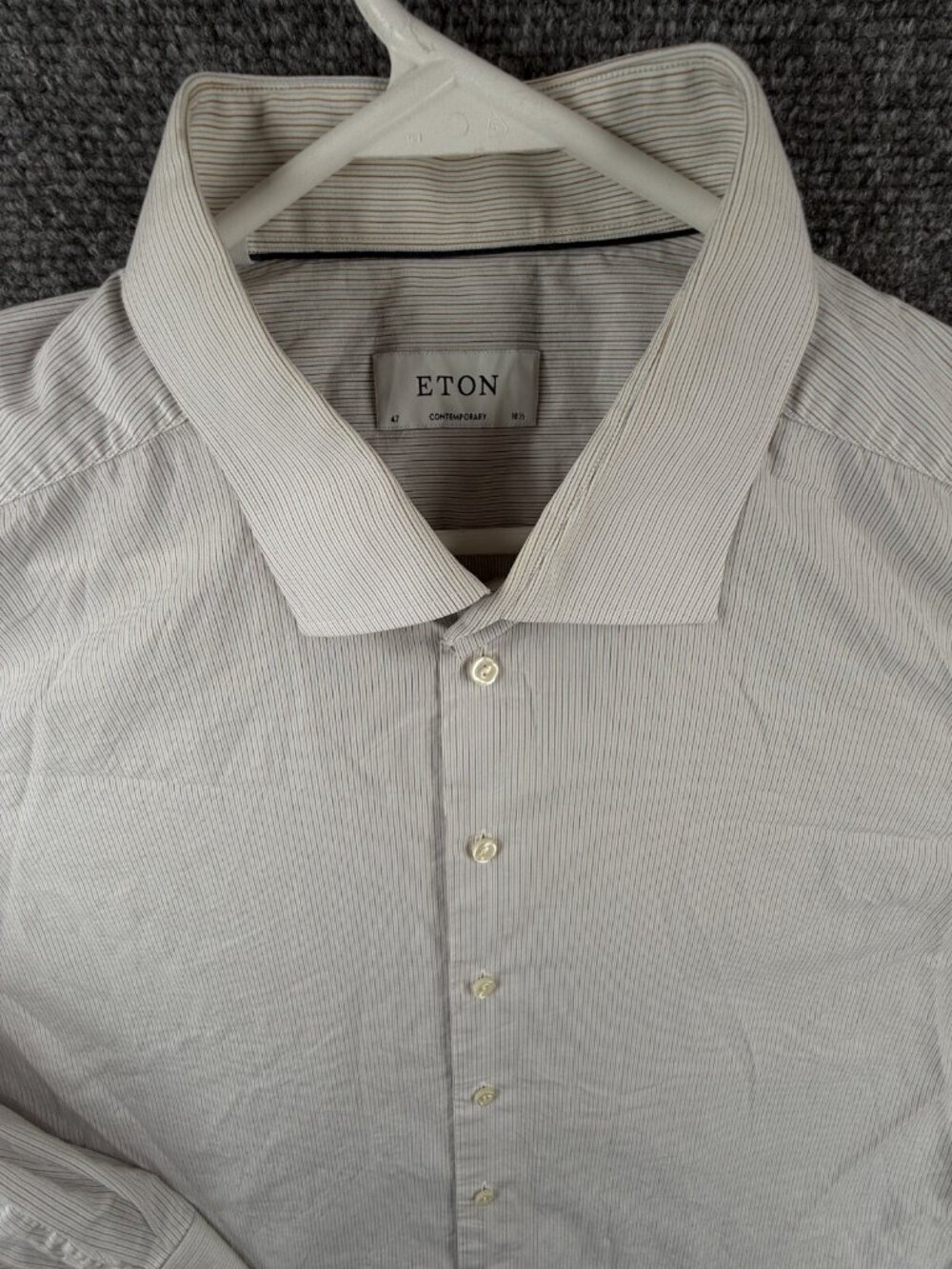Eton Brighton Long Sleeve Button Up Shirt Cotton Size 18.5 Contemporary Striped*